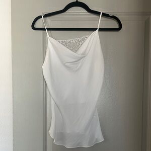 White Lace Detail Cowl Neck Cami